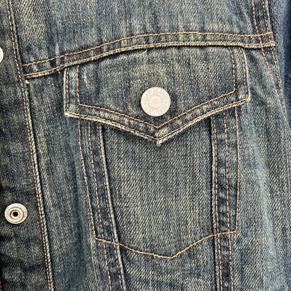 GAP Women's Y2K Sherpa Lined Snap Up Denim Jean Jacket Size S Blue - Picture 4 of 12